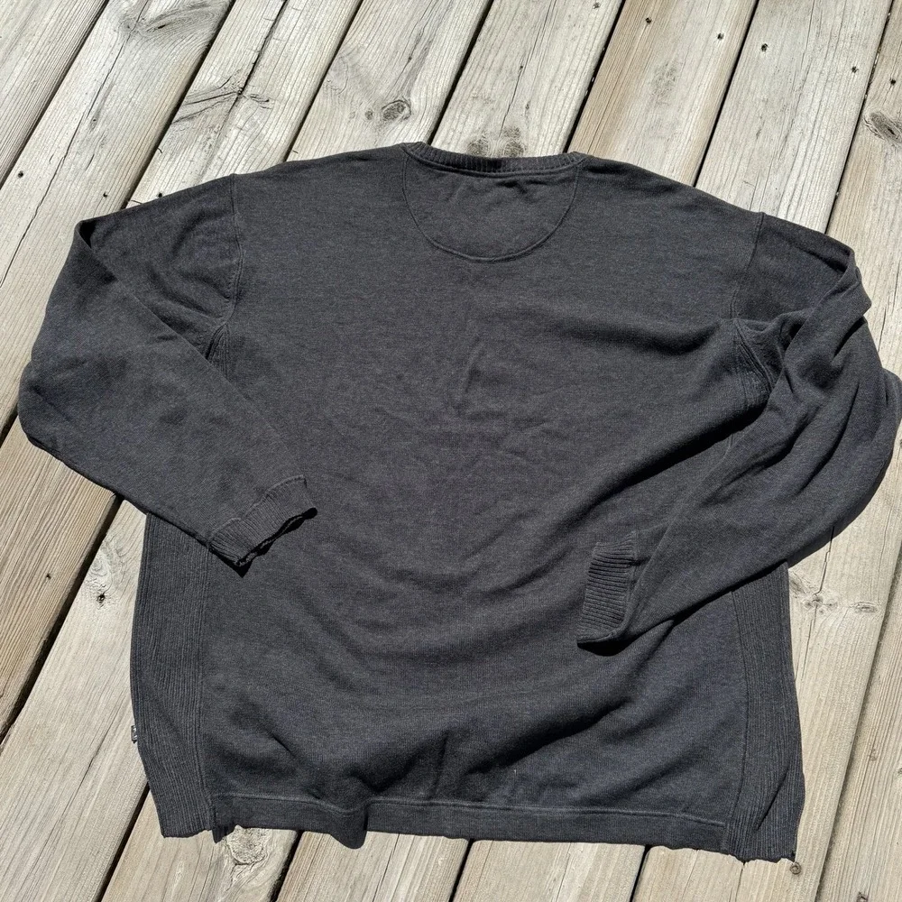 Tommy Bahama Mens Large V Neck Sweater 100% Cotton Charcoal Gray Pullover